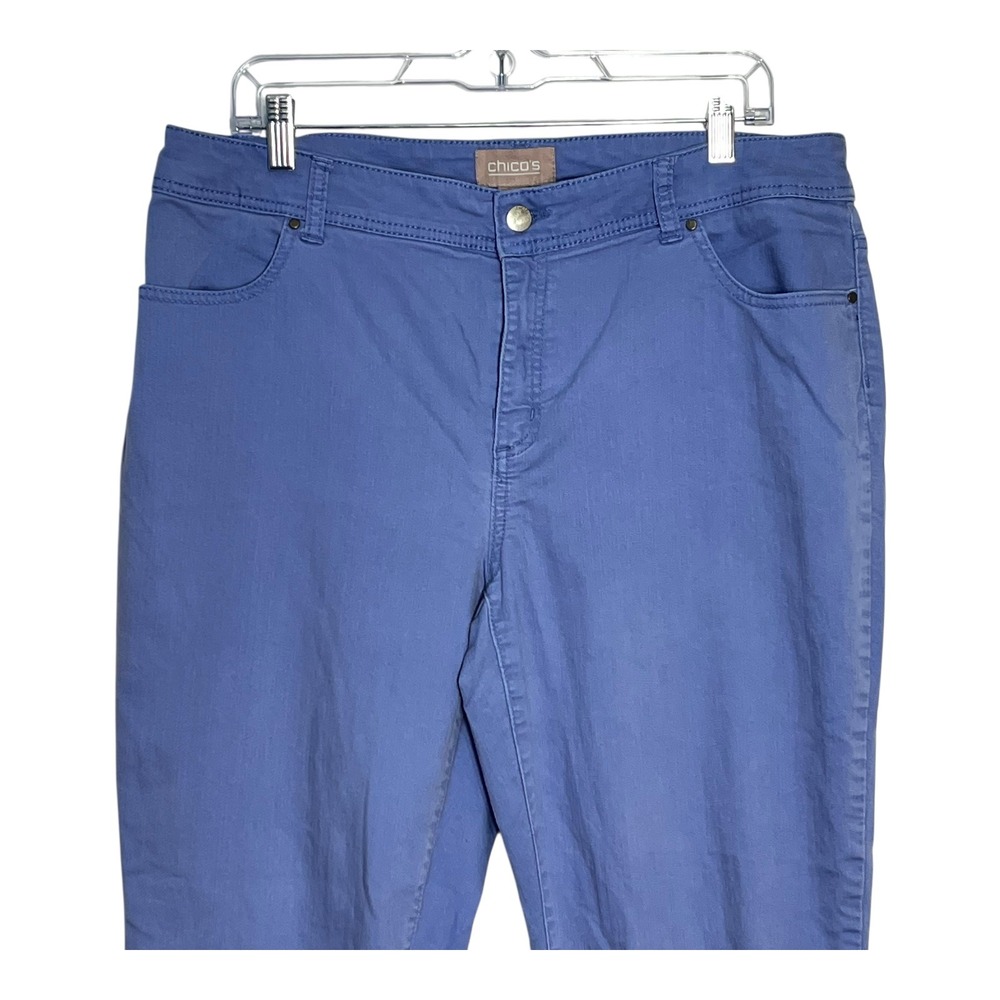Chico's Blue Straight Leg Stretch Cotton Blend Pants Size 2.5 Regular Womens‎ - Picture 3 of 8